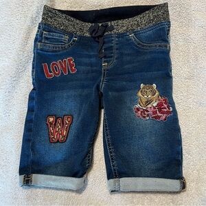 Wonder Nation girls Knit Denim embroidered Bermuda Short size 7